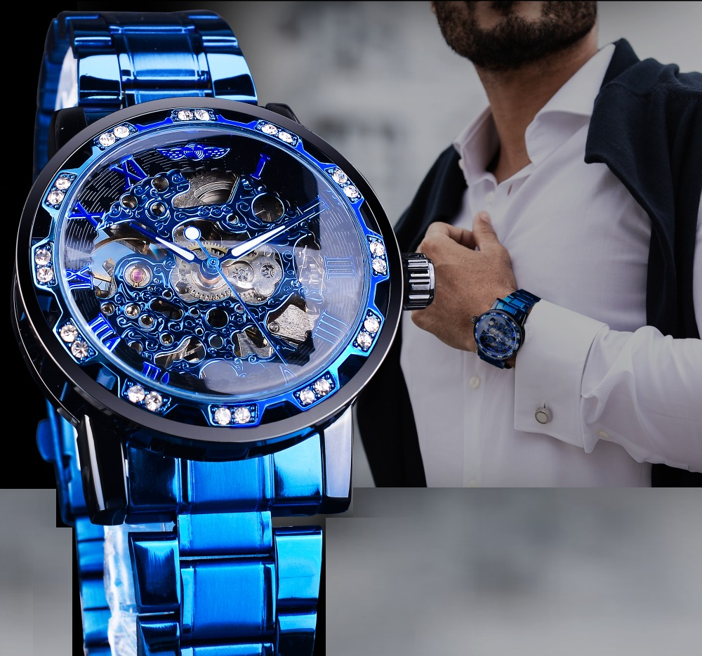 watches : Diamant Watch | Luxe Herenhorloge in Blauw van Pantino