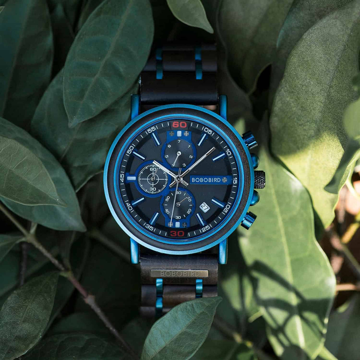 watches : Blauw Houten Chronograafhorloge in van Pantino