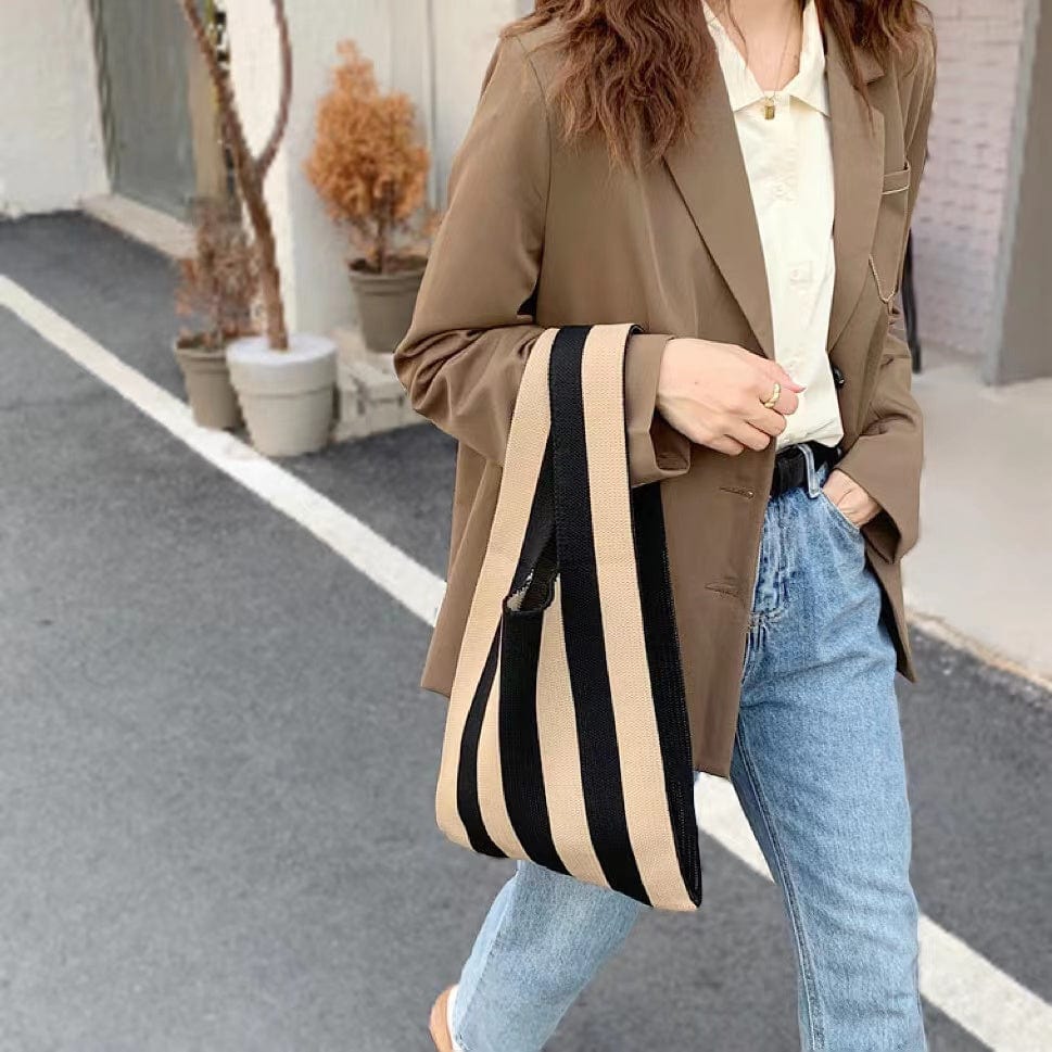 bags : WristBag - Gestreepte geweven draagtas in van Pantino