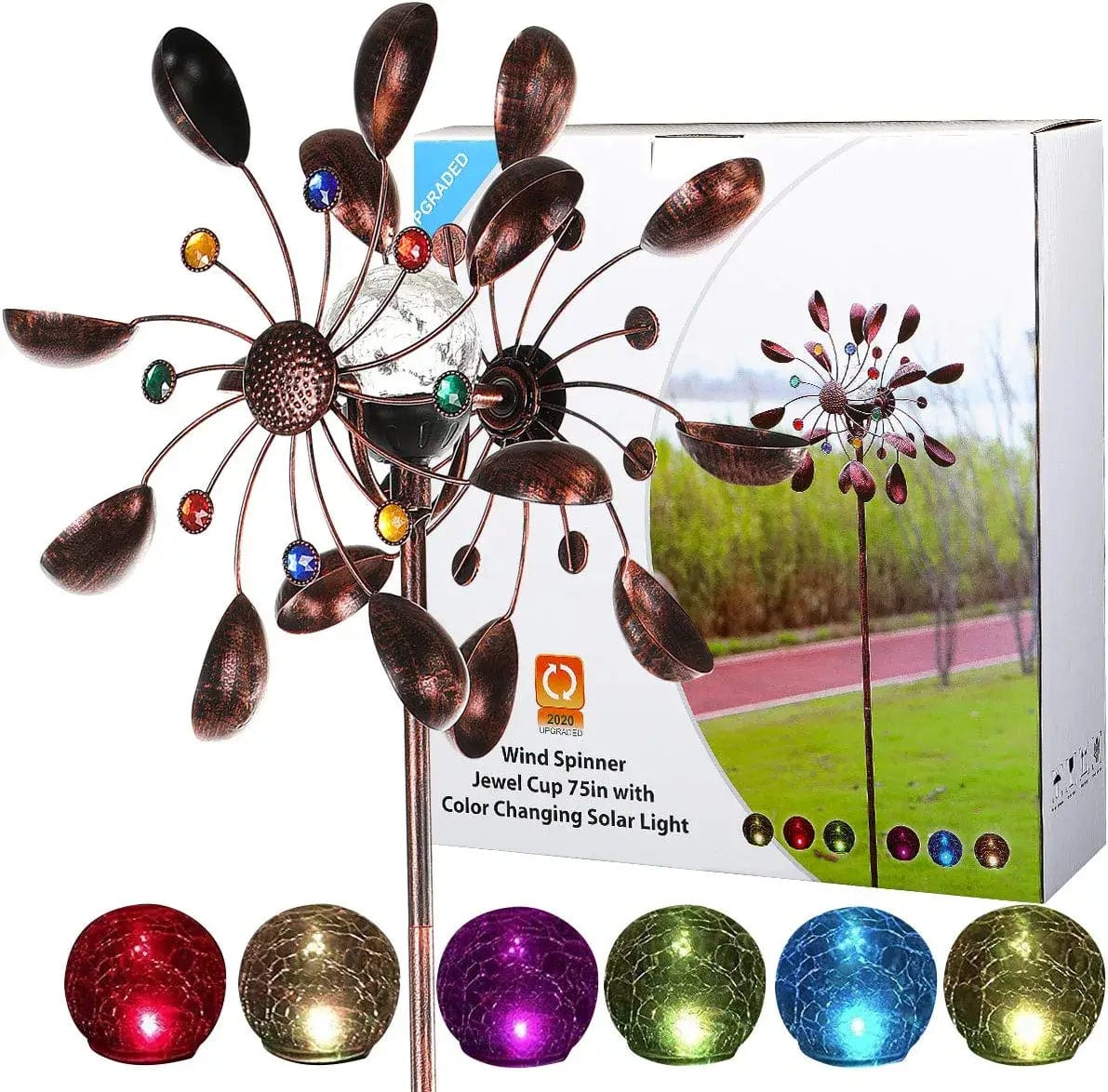 home & garden : Zonne-energie aangedreven glazen bal windmolen in van Pantino
