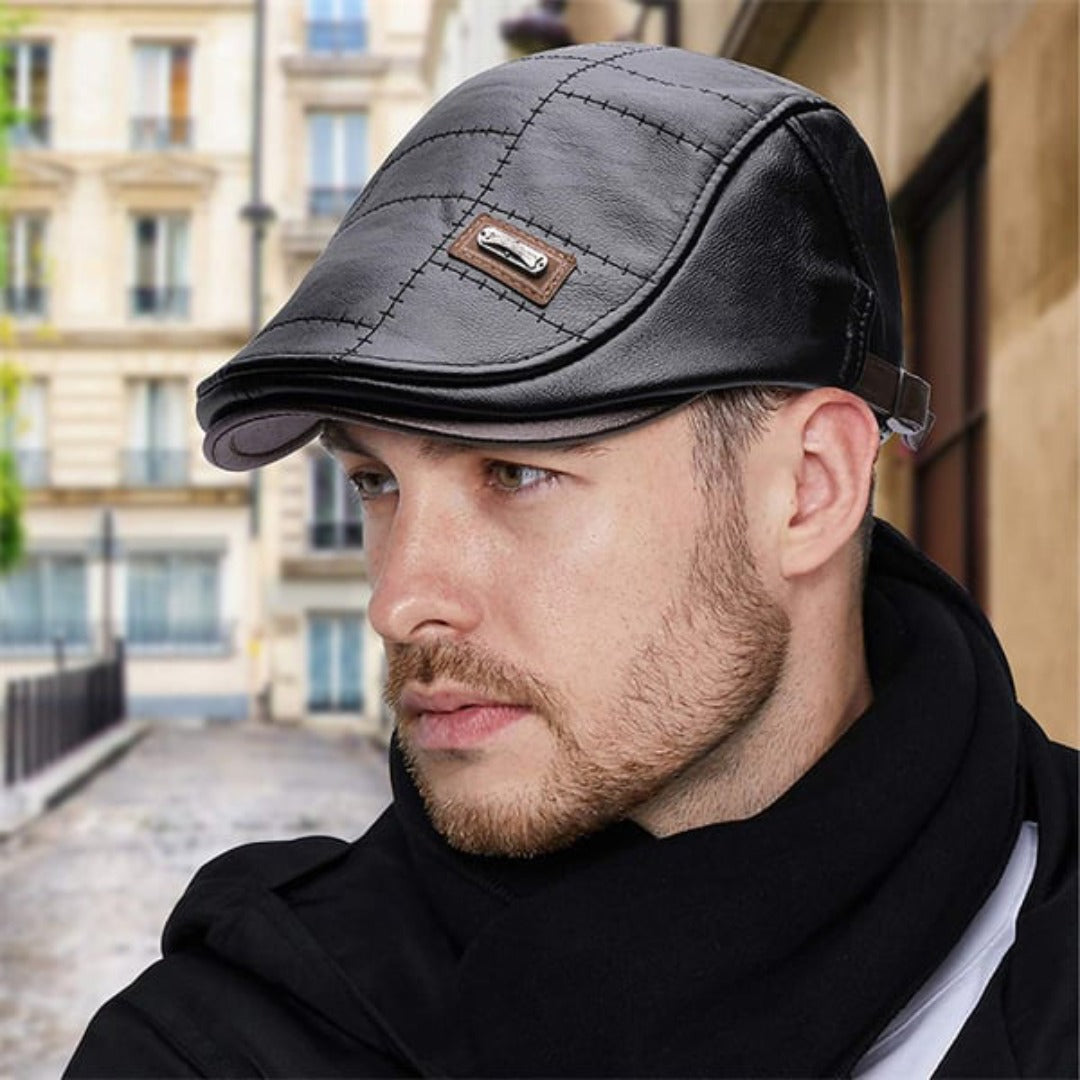 men's fashion : FlatCap™ - Retro mannen leren baret hoed (1+1 GRATIS) in van Pantino