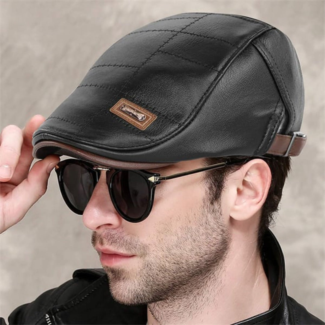 men's fashion : FlatCap™ - Retro mannen leren baret hoed (1+1 GRATIS) in van Pantino