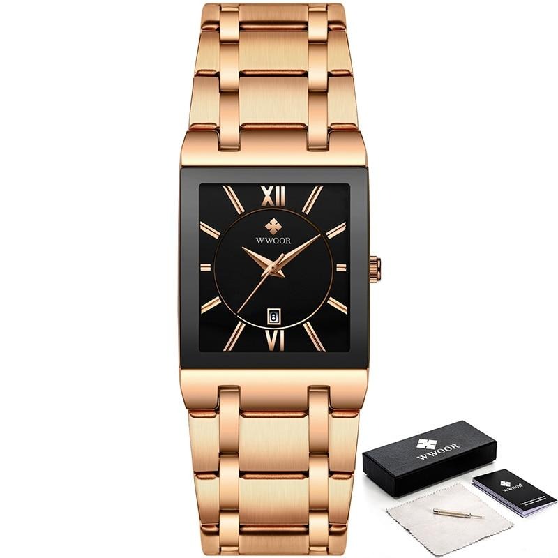 watches : Heren Luxe Quartz Polshorloge in Roos zwarte roos van Pantino