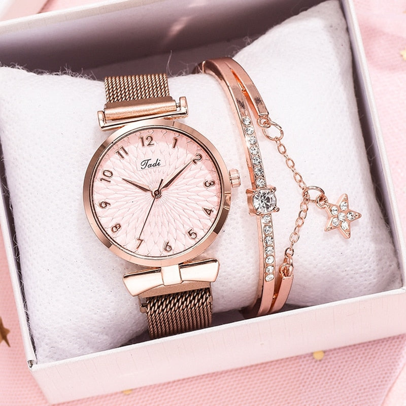 watches : Horloge met magnetische band in Rose - Magnetische band van Pantino