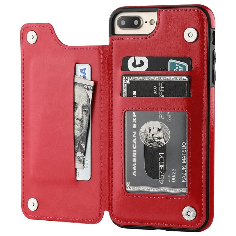 accessories : iPhone Leren Portemonnee Hoesje in Rood van Pantino