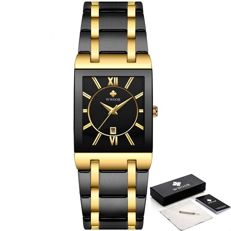 watches : Heren Luxe Quartz Polshorloge in Goud zwart goud van Pantino