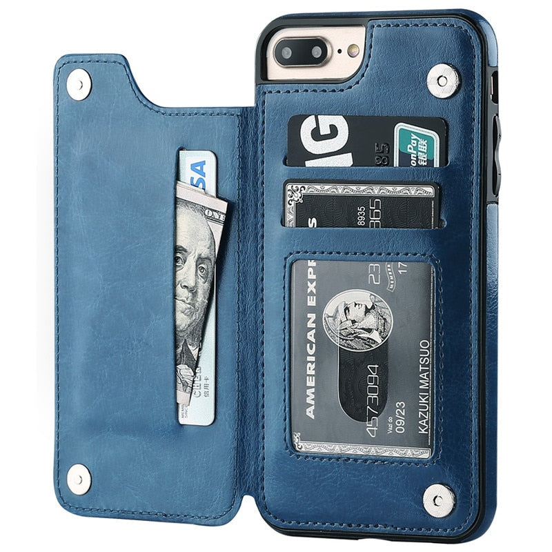 accessories : iPhone Leren Portemonnee Hoesje in Blauw van Pantino