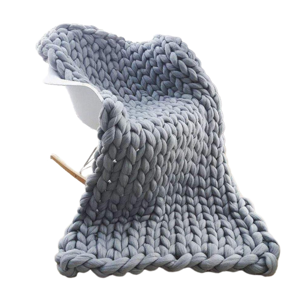 home & garden : Handgemaakte Chunky Gebreide Deken in Grijs 40x60cm van Pantino