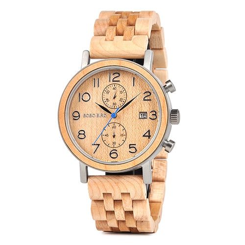 watches : Herenhorloge in hout en staal in Beige van Pantino