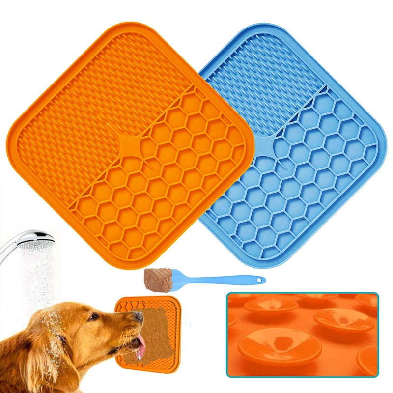 pets : Lik matje™ | Blije Huisdier, blije Jij in Blauw + Oranje + Gratis Spatel van Pantino