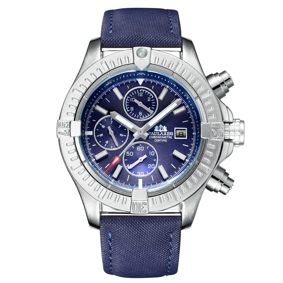 watches : Automatisch zelfopwindend horloge in Zilver Blauw van Pantino