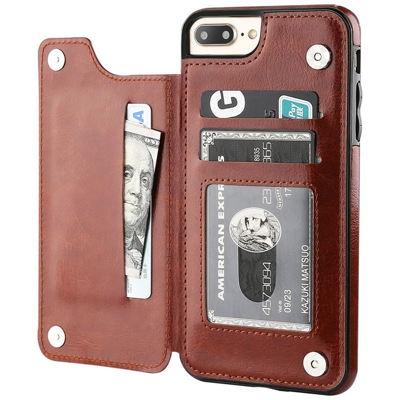 accessories : iPhone Leren Portemonnee Hoesje in Bruin van Pantino
