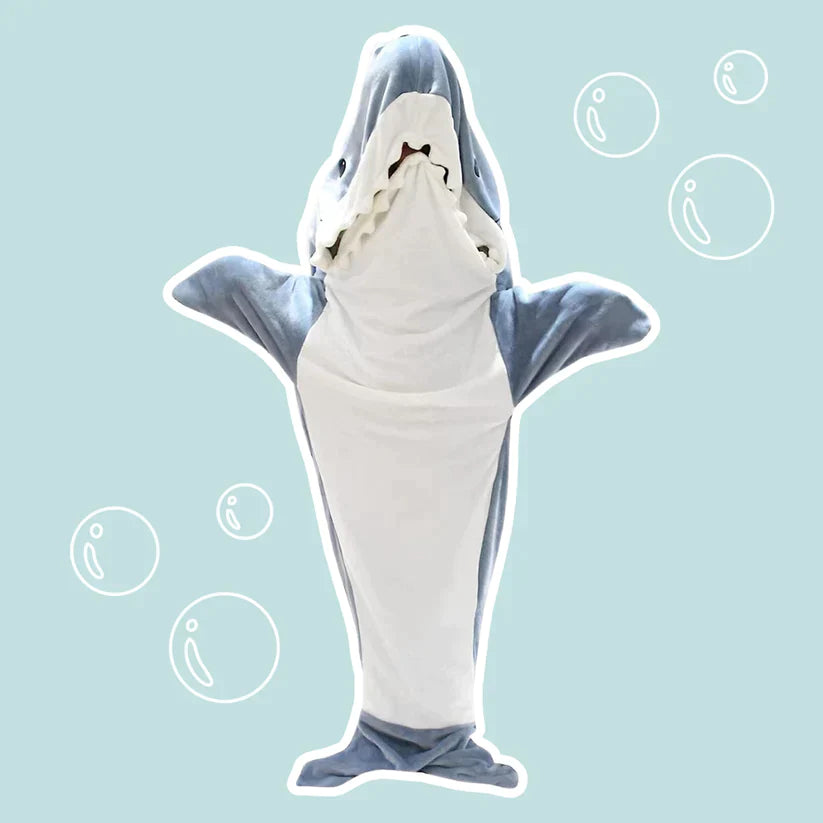S-JIANG Haaideken flanellen haaienstaart hoodie met capuchon super zachte gezellige haaienslaapzak jongens en meisjes haaiendeken voor cosplay haaienkostuum en haaienliefhebbers haaiendeken hoodie