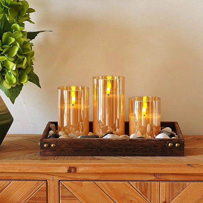 home & garden : LuminaGlow - Realistische kaarsenset in Amber van Pantino