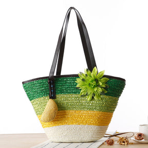 Veala | Strand stro Schoudertas - Fruitgroen - Beach bags - Pantino