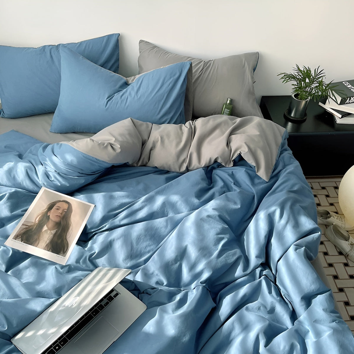 LuxeSleep Bedding Set - Katoenen Bedlinnenset van Hoge Kwaliteit en Comfortabel - Blauw - VLP171 - Pantino