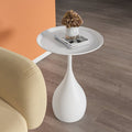Rond Metalen Tafel met Voetstuk - Middeleeuwse Bijzettafel in Moderne Stijl - Wit