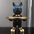 Cuenco para llaves con escultura de bulldog francés - Negro