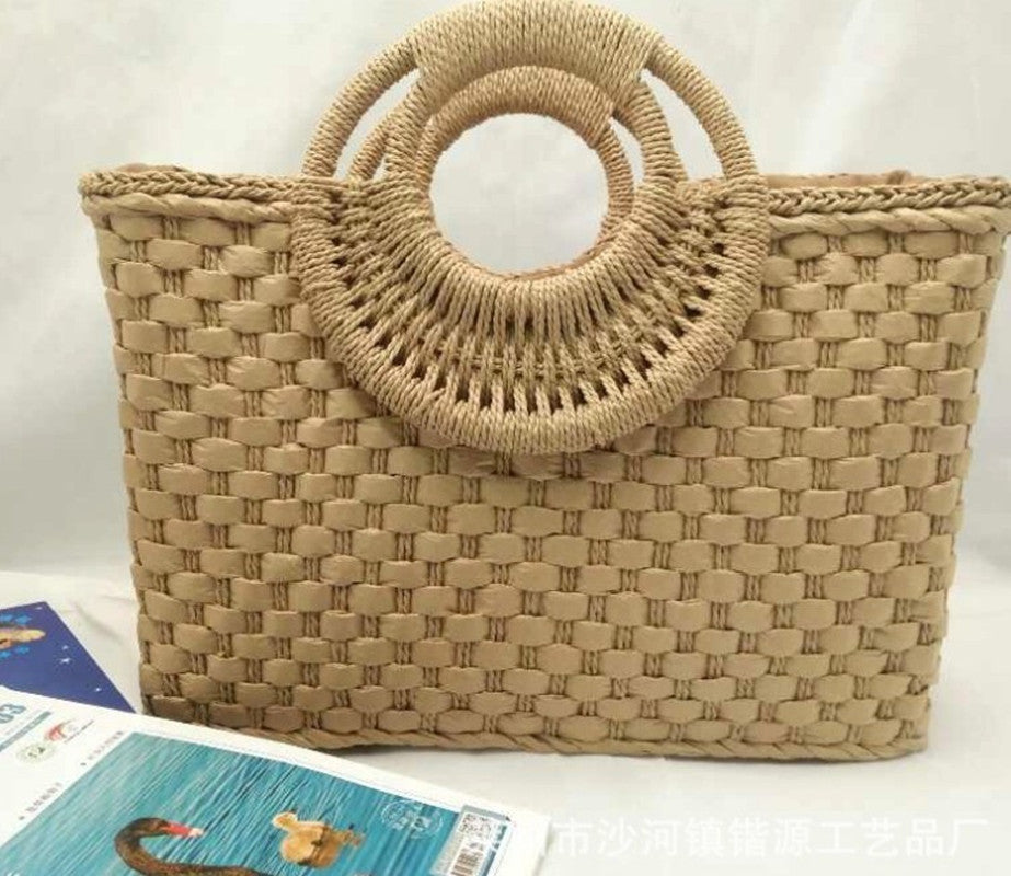 Veala | Strandtas met houten handvat - Beach Companion - - Beach bag - Pantino