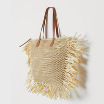 Veala | Geweven tas met één schouder - Beige - Beach bag - Pantino