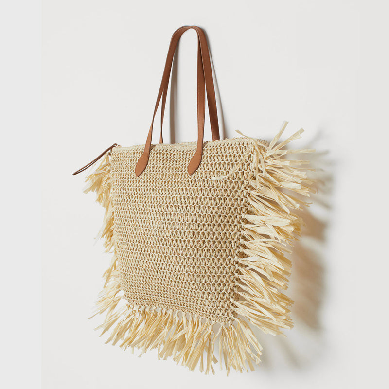 Veala | Geweven tas met één schouder - Beige - Beach bag - Pantino