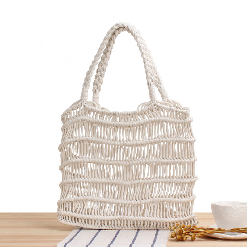 Veala | Vrouwelijke rieten strandtas - Wit - Beach bag - Pantino