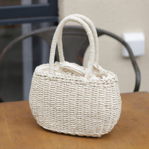 Veala | Hot Vrouwen Riet Tasje - Zand & Stijl - Wit - Beach bag - Pantino