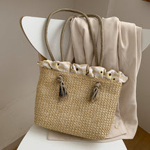 Veala | Nieuw Gevlochten Raffia Strandtas - Zomers Chic - Khaki - Beach bag - Pantino