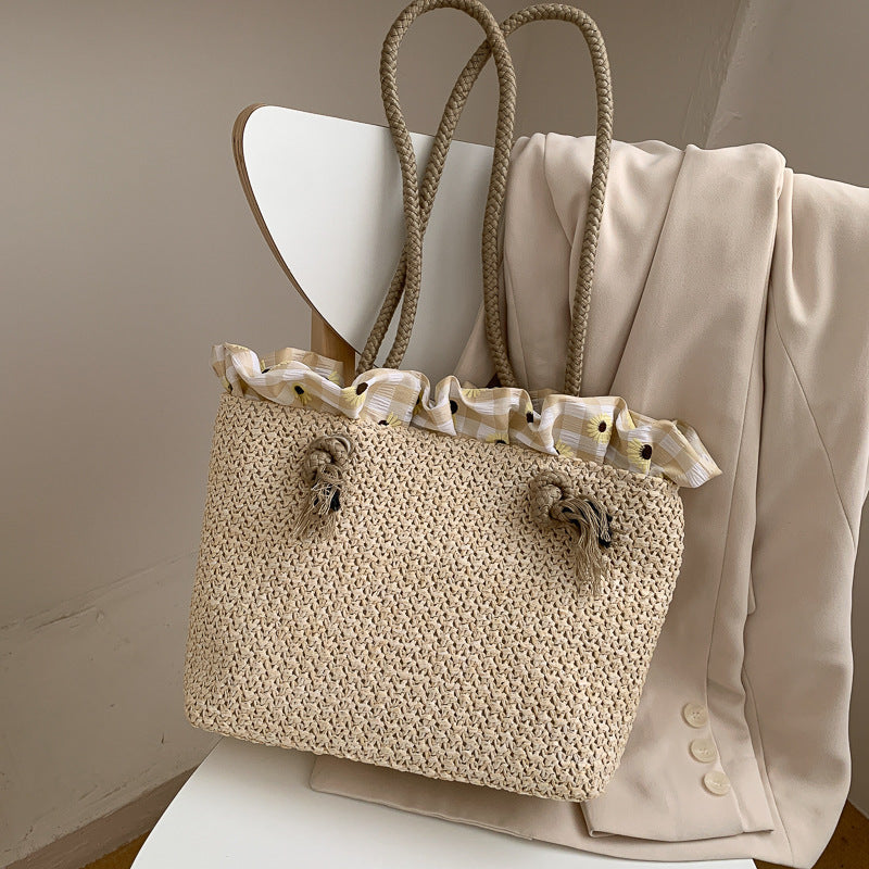 Veala | Nieuw Gevlochten Raffia Strandtas - Zomers Chic - Wit - Beach bag - Pantino