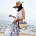 Torba plażowa khaki - retro etniczny styl - SeaSide Chic