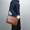 Retro Enkel Elegant Business PU Læder Sling Taske - Brun
