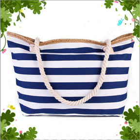 Veala | Gestreepte strandtas Mori - Marineblauw - Beach bag - Pantino