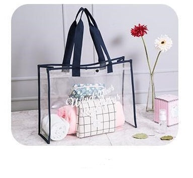 Veala | Transparante PVC strandtas - Blauw - Beach bag - Pantino