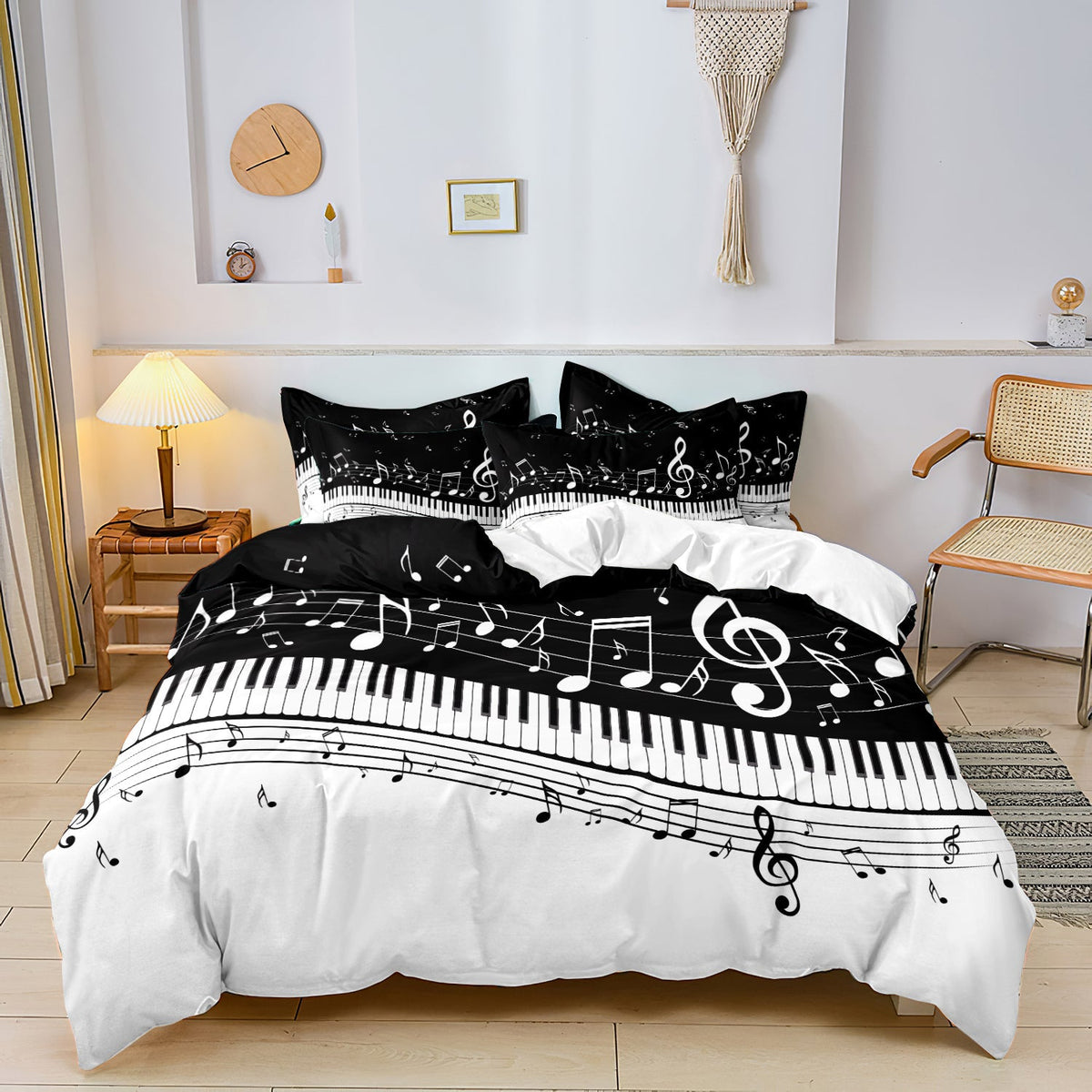 Luxe Layers - Muziek Piano Notitie Dekbedovertrek Beddengoed Set - - Home & Garden - Pantino