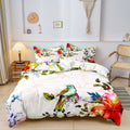 Luksuriøse lag – blomster og fugle print sengetøj sæt dynebetræk doona