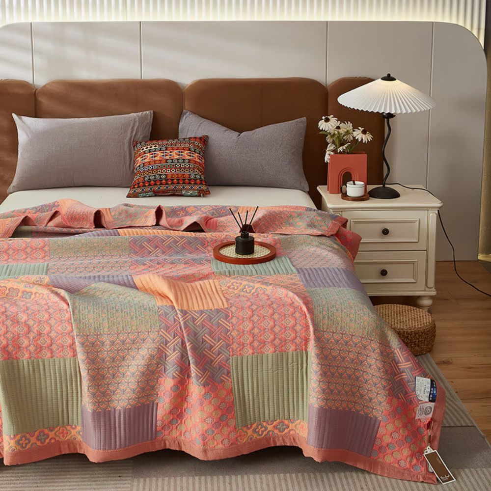 Pandora™ | Omkeerbaar, kleurrijk vierkant katoenen dekbed - - Scandinavian Blankets - Pantino