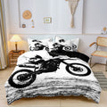 Luxe Layers - Set di Biancheria da Letto con Copripiumino Stampato Moto