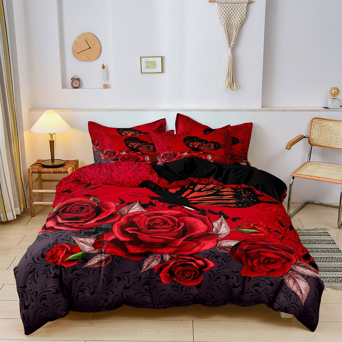 Luxe Layers - Rode Roos Dekbedovertrek Kussensloop Beddengoed Set | Liefde| Kind | Tiener | Dames - - Home & Garden - Pantino