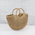 Borsa da Spiaggia Beige - Stile Vacanza a Mezza Luna Estivo e Versatile