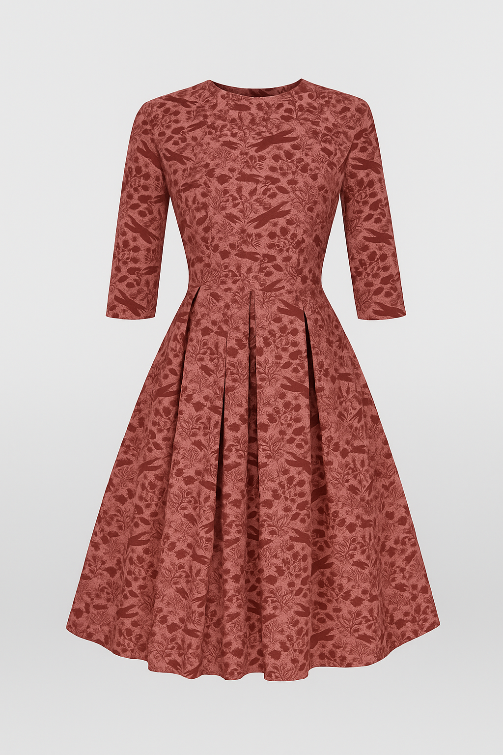 Midi-jurk met bloemenprint en 3/4-mouwen Dames