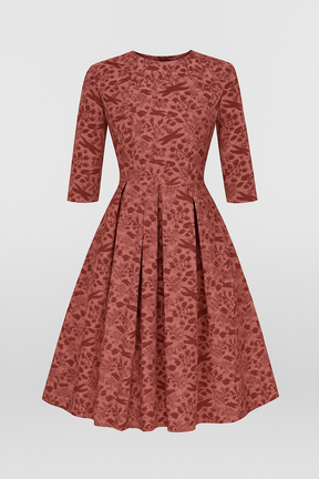 Midi-jurk met bloemenprint en 3/4-mouwen Dames