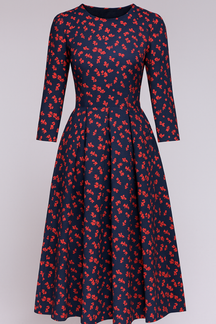 Midi-jurk met bloemenprint en 3/4-mouwen Dames