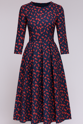 Midi-jurk met bloemenprint en 3/4-mouwen Dames
