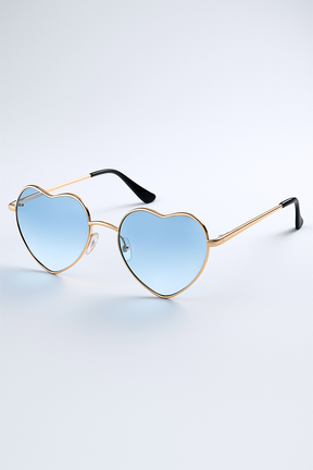 accessories : Gillian | Gradiënt zonnebril in hartvorm - Duidelijke en zure kleuren in Gouden Blauw Ander van Pantino