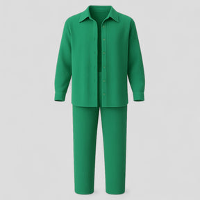 Women Set : Claudia | Vrouwen Casual Zomer Set met Blouse en Broek in Groen van Pantino