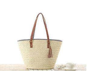 Beach bag : Veala | Geweven casual handtas in Beige van Pantino