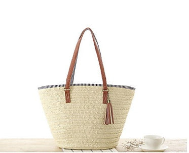 Beach bag : Veala | Geweven casual handtas in Beige van Pantino