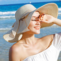 Sombrero lila claro - Sombrero de paja para protección solar en la playa