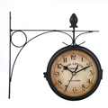Reloj de pared doble cara negro - Decoración elegante europea - Metal