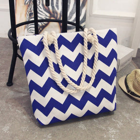 Veala | Canvas boodschappentas - zomerse stijl - Blauw - Beach bag - Pantino